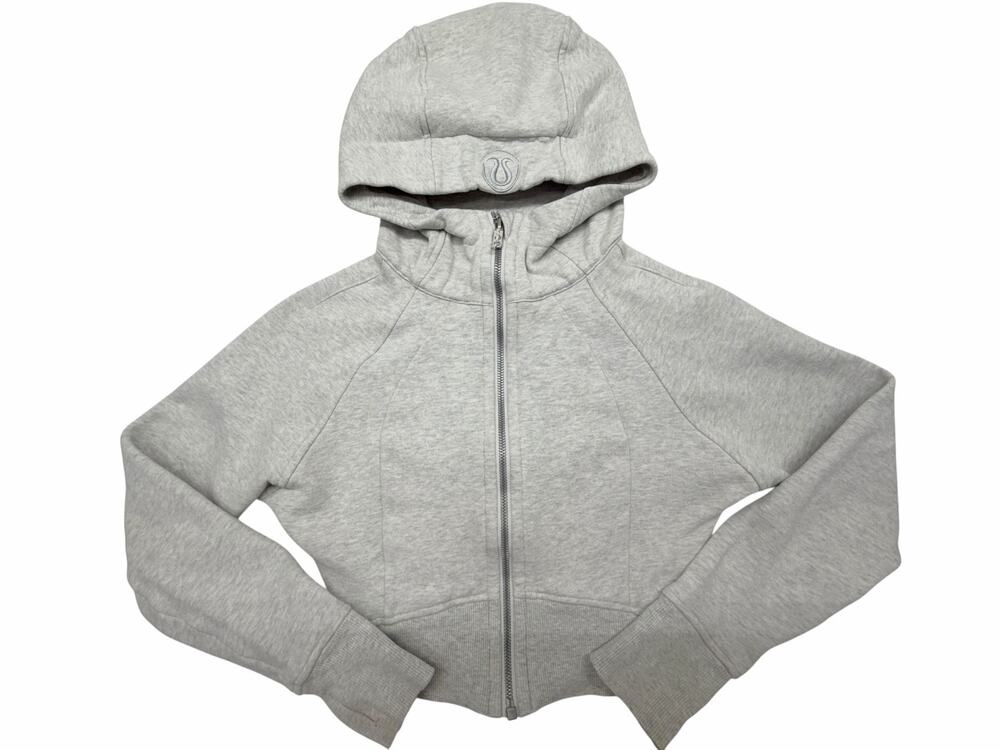 Lululemon Scuba Full-Zip Cropped Hoodie Women’s Size 2 Heathered Gray Thumbholes